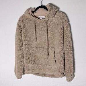 5/$25 Weekend Edition Tan Beige Sherpa Teddy Pullover Hoodie M